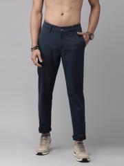 Roadster Men Navy Blue Regular Fit Solid Regular Trousers