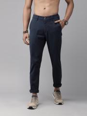 Roadster Men Navy Blue Regular Fit Solid Regular Trousers