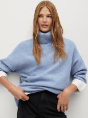 MANGO Women Blue Solid Pullover Sweater