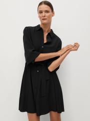 MANGO Women Black Solid Shirt Dress