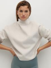 MANGO Women Off-White Solid Sweatshirt