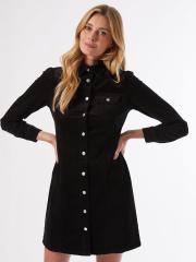 DOROTHY PERKINS Women Black Corduroy Solid Shirt Dress