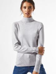 DOROTHY PERKINS Women Grey Solid Sustainable Pullover Sweater