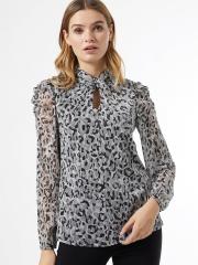 DOROTHY PERKINS Women Grey & Black Printed Top