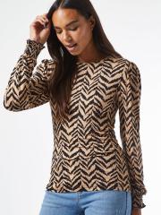 DOROTHY PERKINS Women Beige & Black Printed Top