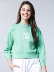 Tokyo Talkies Women Green Printed Sweatshirt