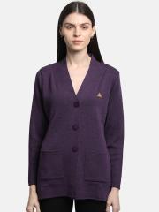 Monte Carlo Women Purple Solid Cardigan Sweater