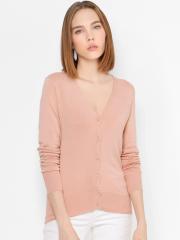 ONLY Women Pink Solid Cardigan Sweater