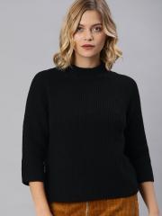 ONLY Women Black Solid Pullover Sweater