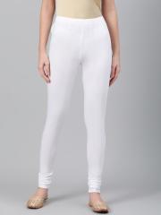 Biba Women White Solid Churidar Leggings