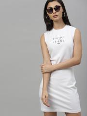 Tommy Hilfiger Women White Printed T-shirt Dress