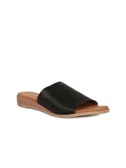 Bata Women Black Textured Sandals