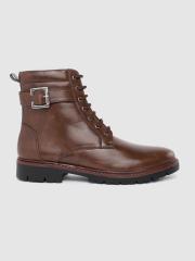 Roadster Men Coffee Brown Solid Mid-Top Flat Boots