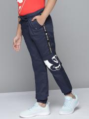 YK Disney Boys Navy Blue & White Pure Cotton Printed Joggers