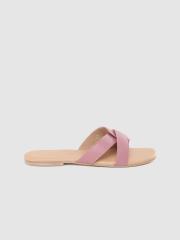 DressBerry Women Dusty Pink Solid Open Toe Flats