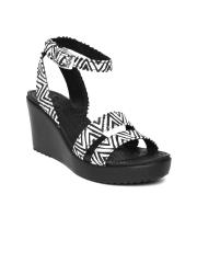 Crocs Women White & Black Printed Wedges