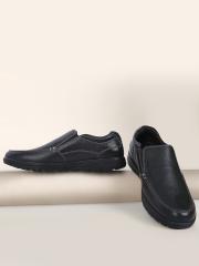 Allen Cooper Men Black Leather Loafers