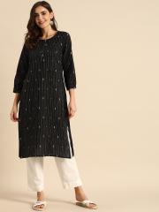 Anouk Women Black Printed Kurta