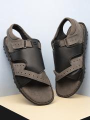 The Roadster Lifestyle Co Men Black & Grey Comfort Sandals