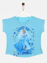 YK Disney Girls Blue Printed Top