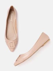 DressBerry Women Peach-Coloured Solid Ballerinas with Slider Buckle