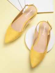 DressBerry Women Mustard Yellow Solid Ballerinas with Suede Finish