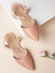 DressBerry Women Peach-Coloured Solid Ballerinas with Beaded Detail