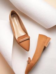 DressBerry Women Tan Brown Solid Ballerinas