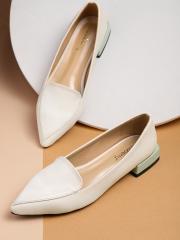 DressBerry Women Off-White Solid Ballerinas