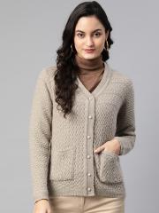 Cayman Women Beige Self Design Cardigan