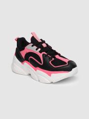 HRX by Hrithik Roshan Women Black & Pink Chunky Sneakers