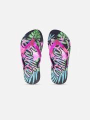 Kids Ville Barbie Printed Black Flip-Flops for Girls