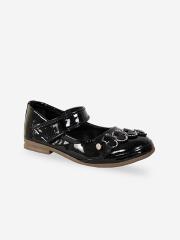 YK Girls Black Solid Ballerinas