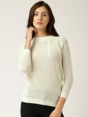 DressBerry Women Off-White Solid Sweater