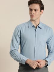 INVICTUS Men Blue Slim Fit Cotton Linen Formal Shirt