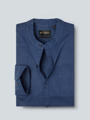 INVICTUS Men Navy Blue Slim Fit Cotton Linen Formal Shirt