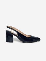 DOROTHY PERKINS Women Navy Blue Patent Finish Wide Fit Solid Pumps