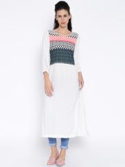 Vishudh White Printed Kurta