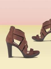 Catwalk Women Brown Solid Suede Sandals