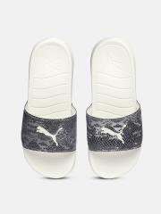 Puma Women White & Black Printed Sliders