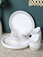 Servewell White & Black Dinner Set