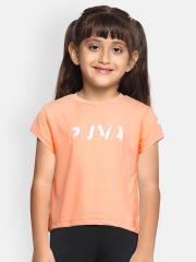 Puma Girls Pink Printed Modern Sports Logo Round Neck T-shirt