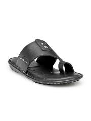 Teakwood Leathers Men Black Leather Sandals