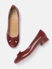 Carlton London Women Burgundy Snakeskin Textured Ballerinas