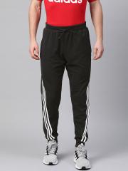 ADIDAS Men Black Solid Joggers With Side Stripe