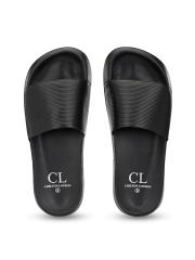 Carlton London Men Black Striped Sliders