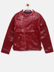 Allen Solly Junior Girls Red Faux Leather Jacket