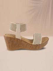 Catwalk Women Beige Woven Design Wedges