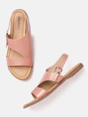 DressBerry Women Pink Solid Open Toe Flats