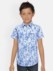 Pepe Jeans Boys Blue Printed Casual Shirt